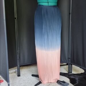 Cynthia Rowley Blue and Pink Pleated Maxi Skirt